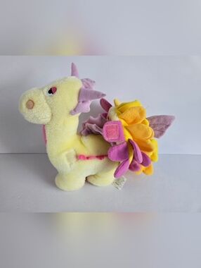 Be Mores Dragon Dino Yellow Pink Plush Stuffed Toy Vtg